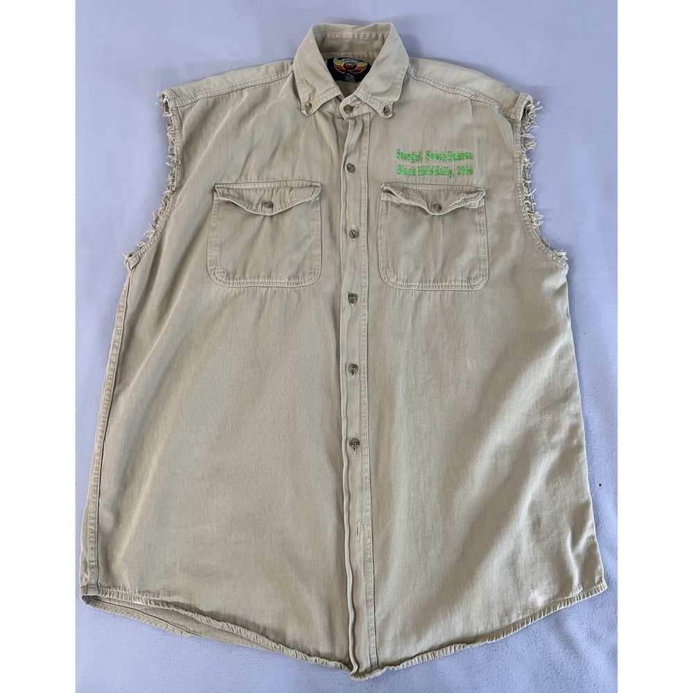 Bike Wear Shirt Sleeveless Mens Sz 3XL Tan‎ Sturgis 2014 South Dakota